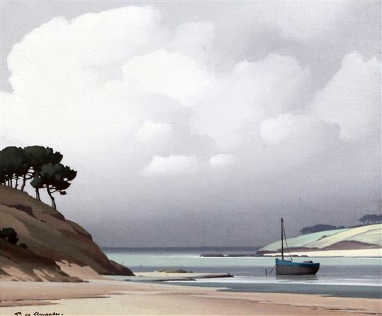 § Pierre de Clausades (1910-1976) Quiet Estuary, Bretagne, 15 x 18in.